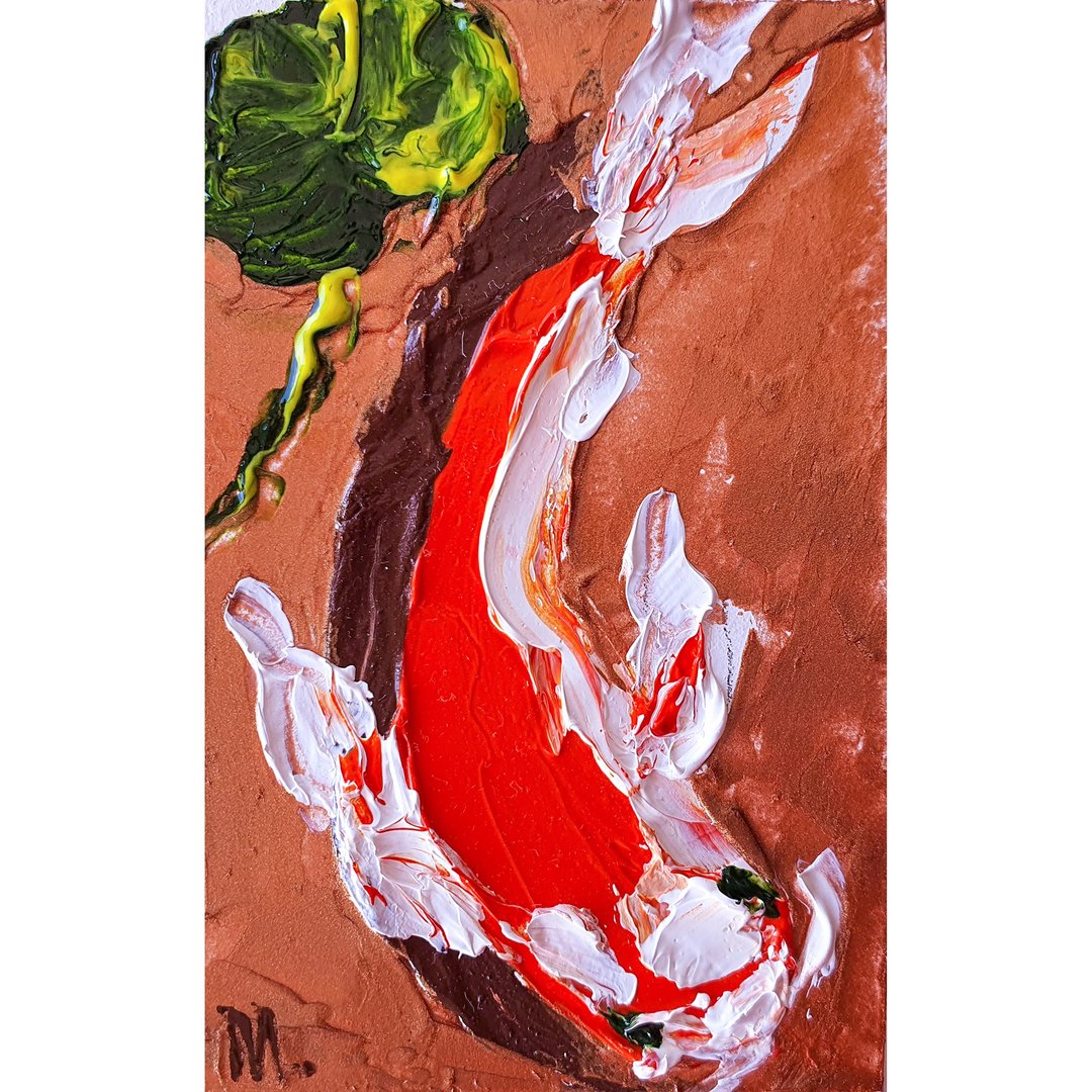 Key West Fish Painting Underwater Florida Original Art Animal Artwork Seascape - 海报/装饰画/版画 - 其他材质 红色