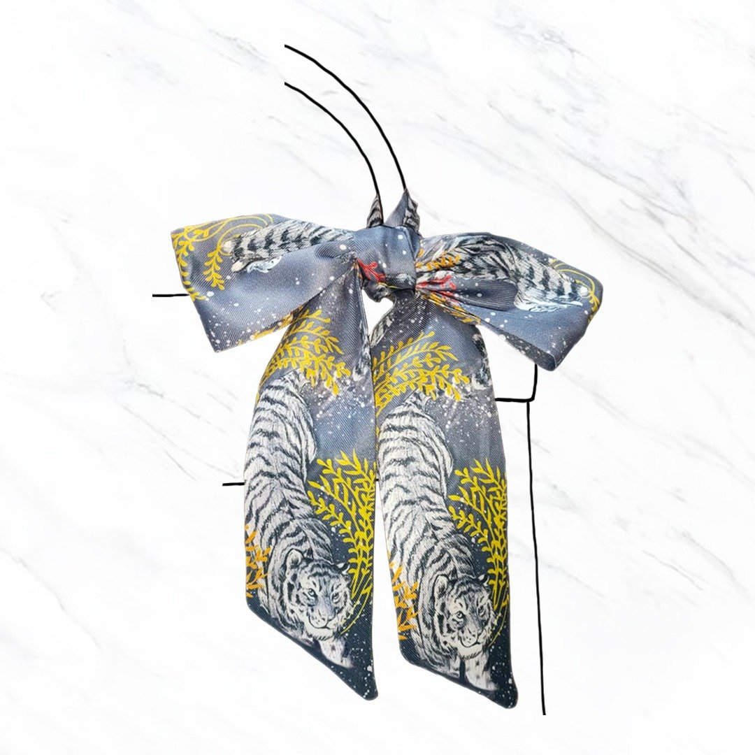 围巾 PAKWAN Tiger Lilies twilly TGL T001 - 丝巾 - 聚酯纤维 灰色