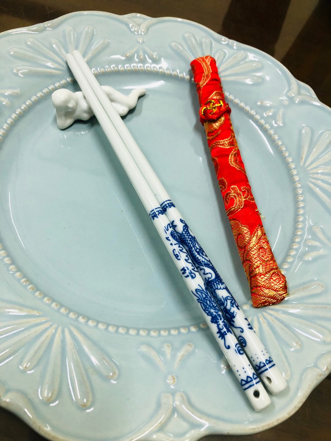 青花瓷系列 中国风 陶瓷筷子筷架组 婚礼小物 探房礼 桌上礼 - 筷子/筷架 - 瓷 白色