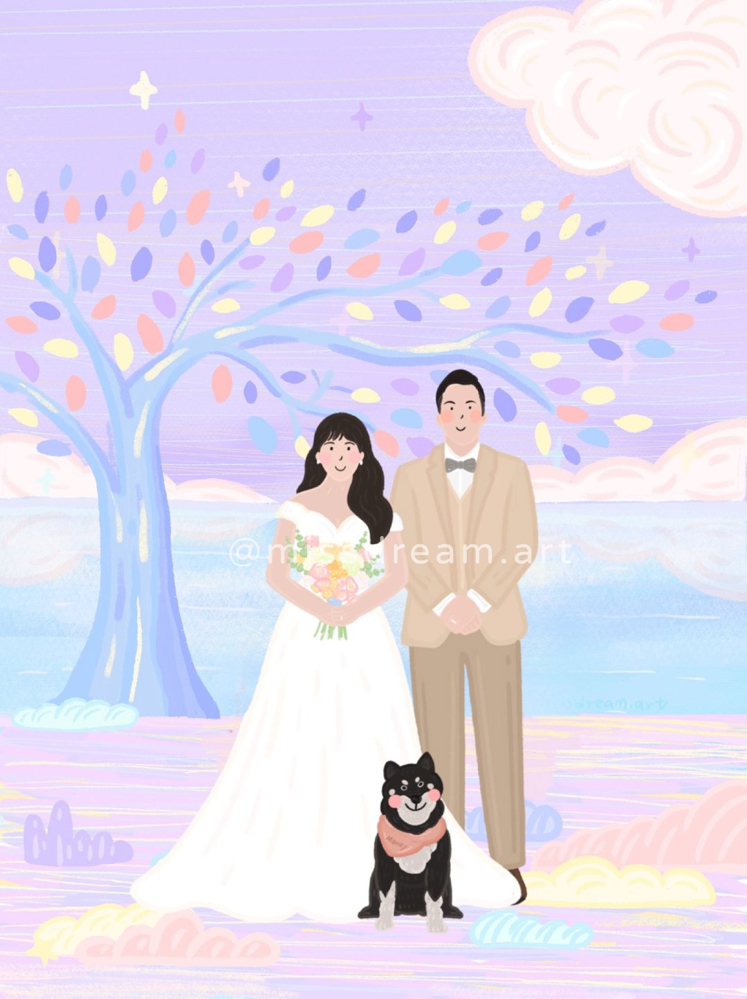 婚纱似颜绘|结婚定制化礼物|定制婚纱壁纸 (电子档) - 电子手绘真人画像/绘画/插画 - 其他材质 多色