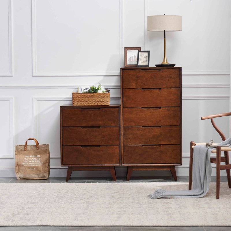 维斯格林北欧日式现代实木五层柜五斗柜收纳(换季良品洽小编) - 其他家具 - 木头 咖啡色