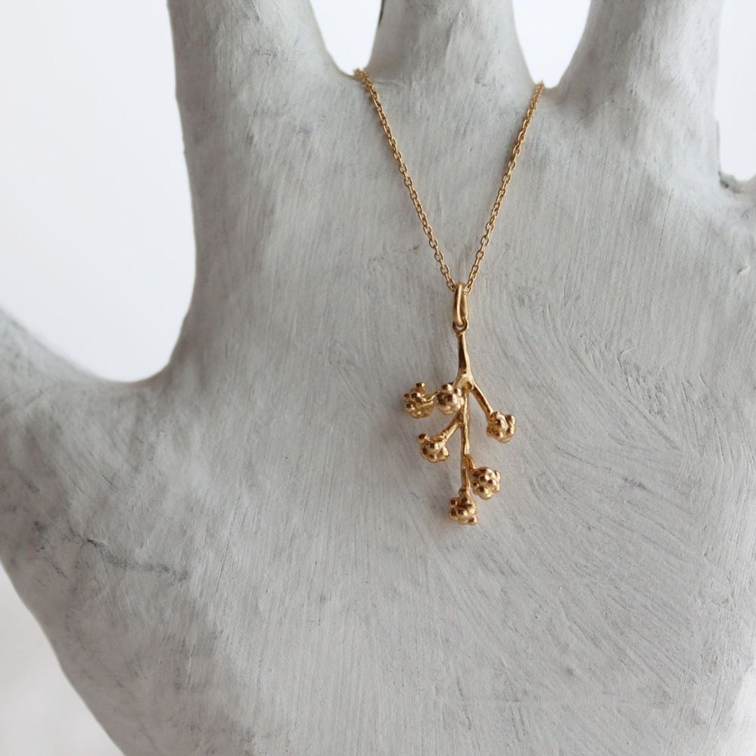 含羞草 纯银 18K镀金 小花项链 /Mimosa necklaces/ - 项链 - 其他金属 金色