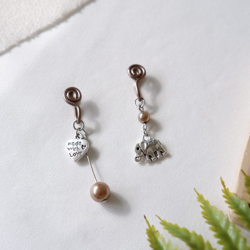 泰象先生 不对称无痛耳夹 - 耳环/耳夹 - 其他金属 银色