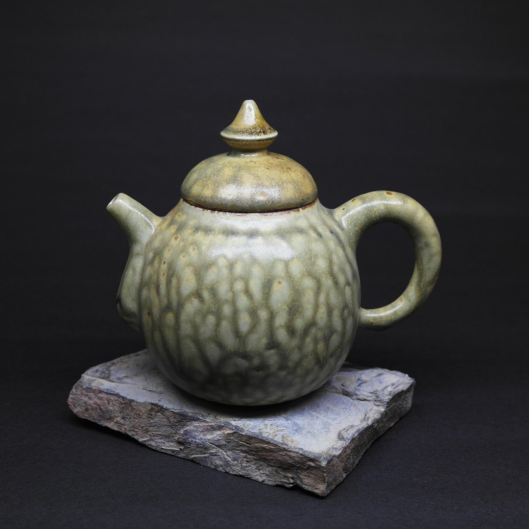 灰釉梨形正把茶壶 手作陶艺 茶道具 - 茶具/茶杯 - 陶 绿色