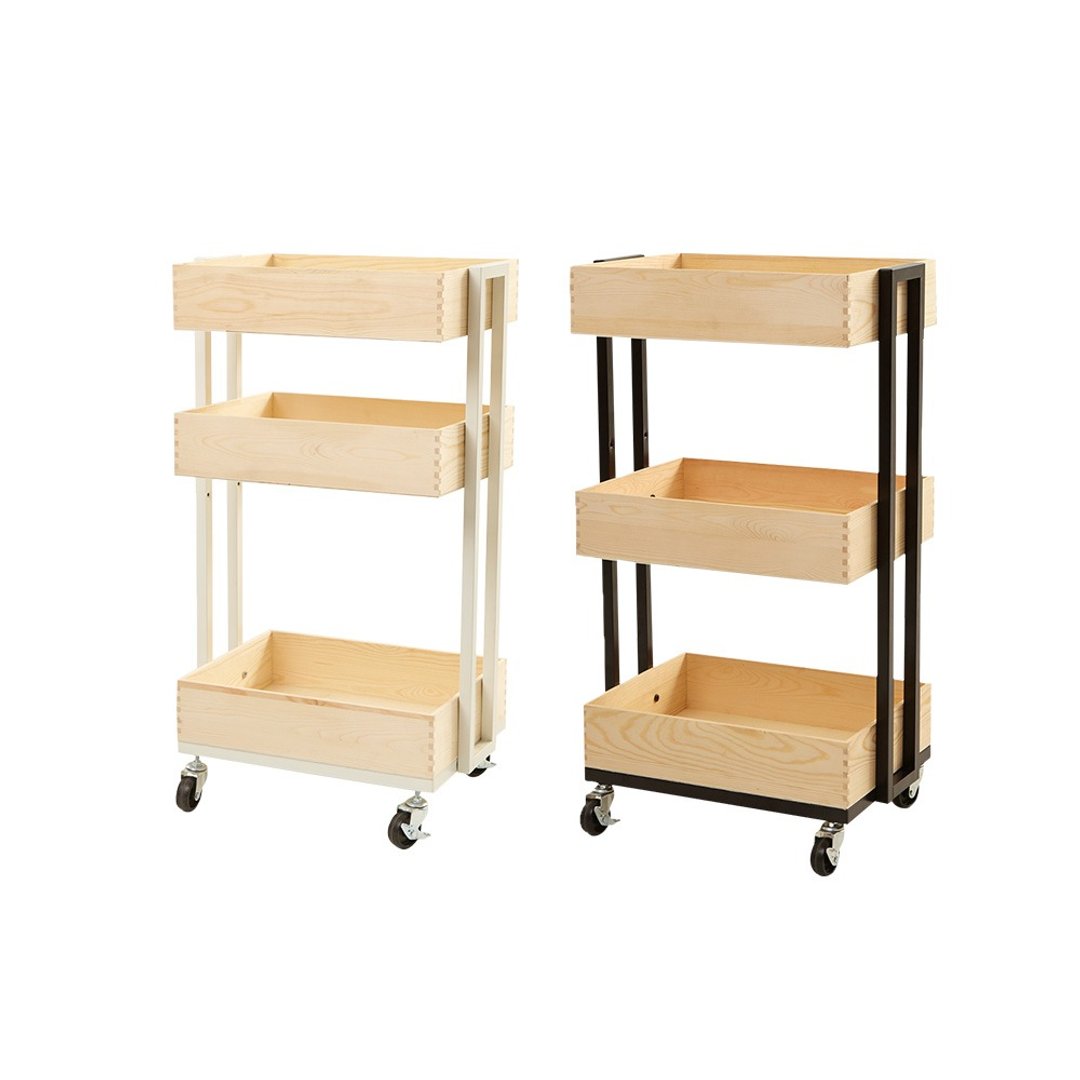 福利品/松木推车 - 收纳用品 - 木头 卡其色