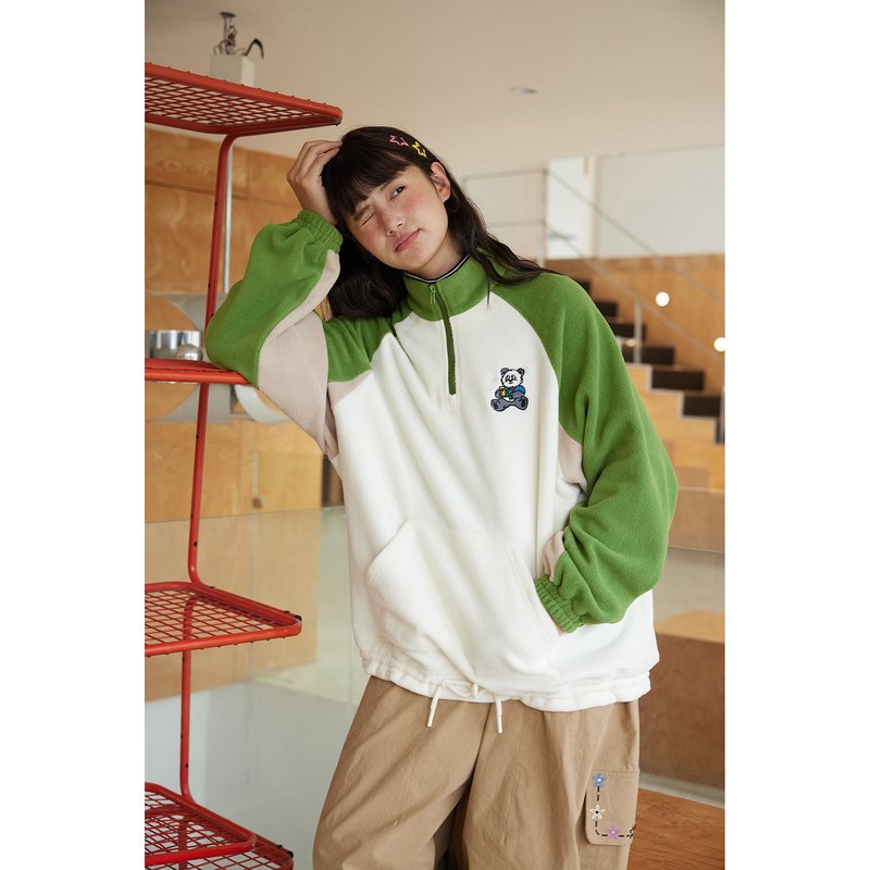 oddmaker拼色摇粒绒卫衣外套女秋冬刺绣立领开衫拉链外套上衣 - 女装上衣 - 棉．麻 