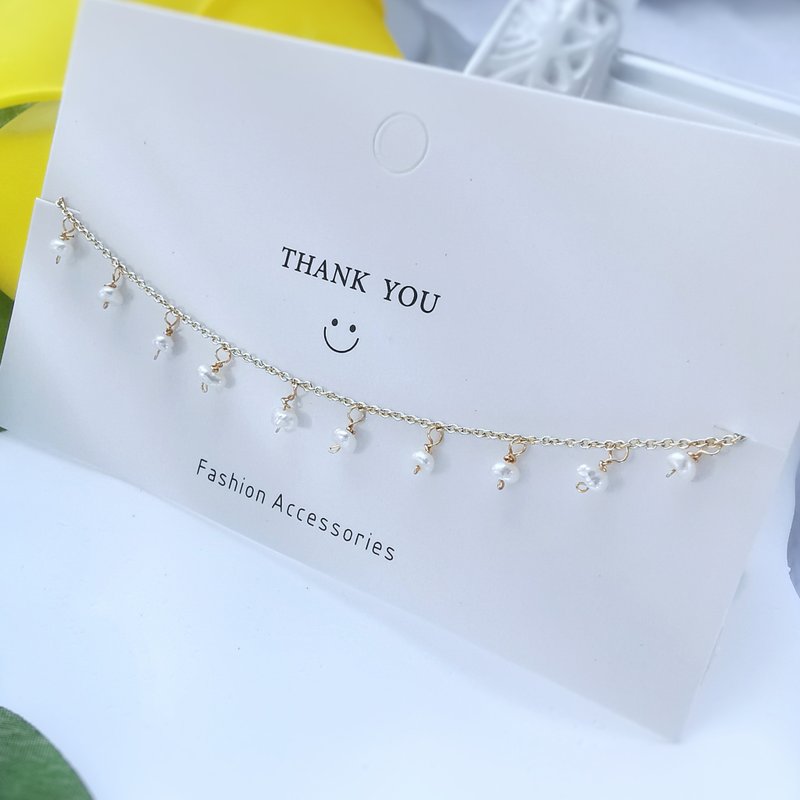 14Kgf / 925纯银天然珍珠米粒手链 - 手链/手环 - 珍珠 白色