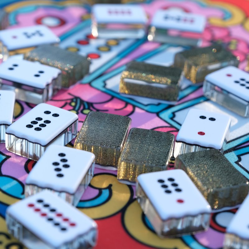 【棋牌桌游】 麻雀尺寸闪亮金黑色水晶骨牌 - 桌游/玩具 - 其他材质 金色