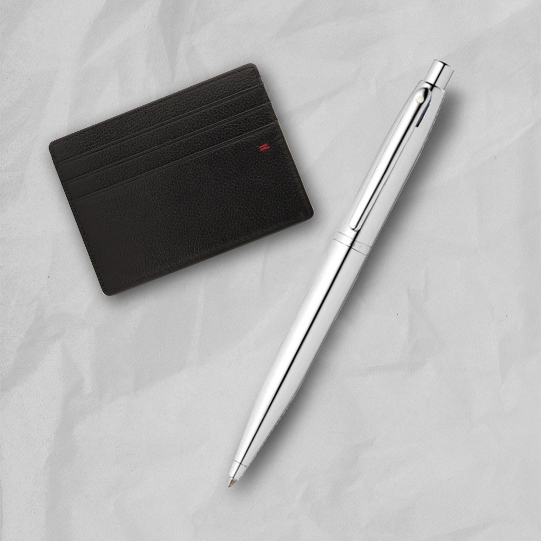 【SHEAFFER】VFM 系列亮铬原子笔 + 经典卡夹礼盒 免费刻字 - 圆珠笔/中性笔 - 其他金属 银色
