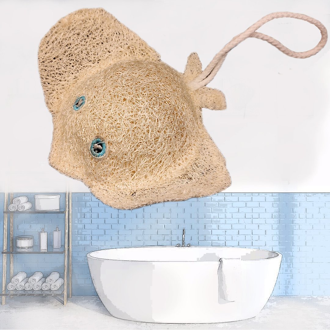 Loofah, Luffa sponge for bath, skin scrub, dish washing (Stingray) - 卫浴用品 - 其他材质 黄色