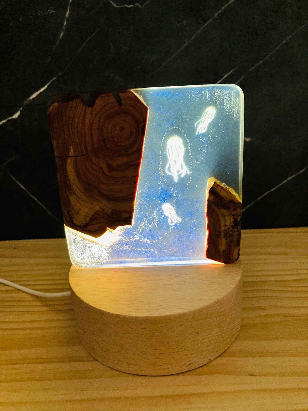 龙柏木水母LED小夜灯 - 灯具/灯饰 - 树脂 透明