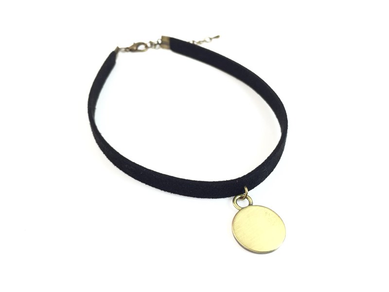 金色圆牌颈链 - 项链 - 真皮 金色