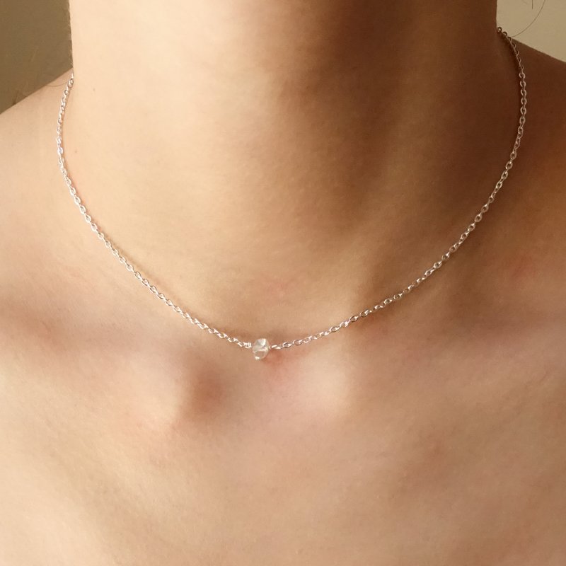 Aki 赫基蒙钻石水晶项链 / 925纯银/ 钛钢/ 自由调节链长/ 精致 - 项链 - 水晶 透明