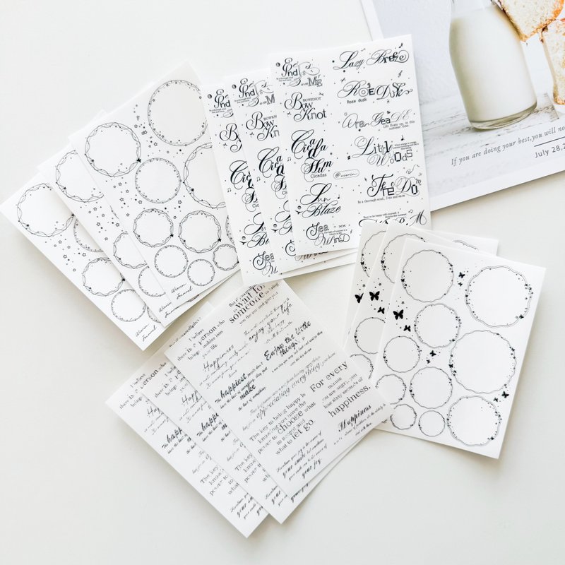 疗愈系文字圆形透明贴纸 - 贴纸 - 纸 