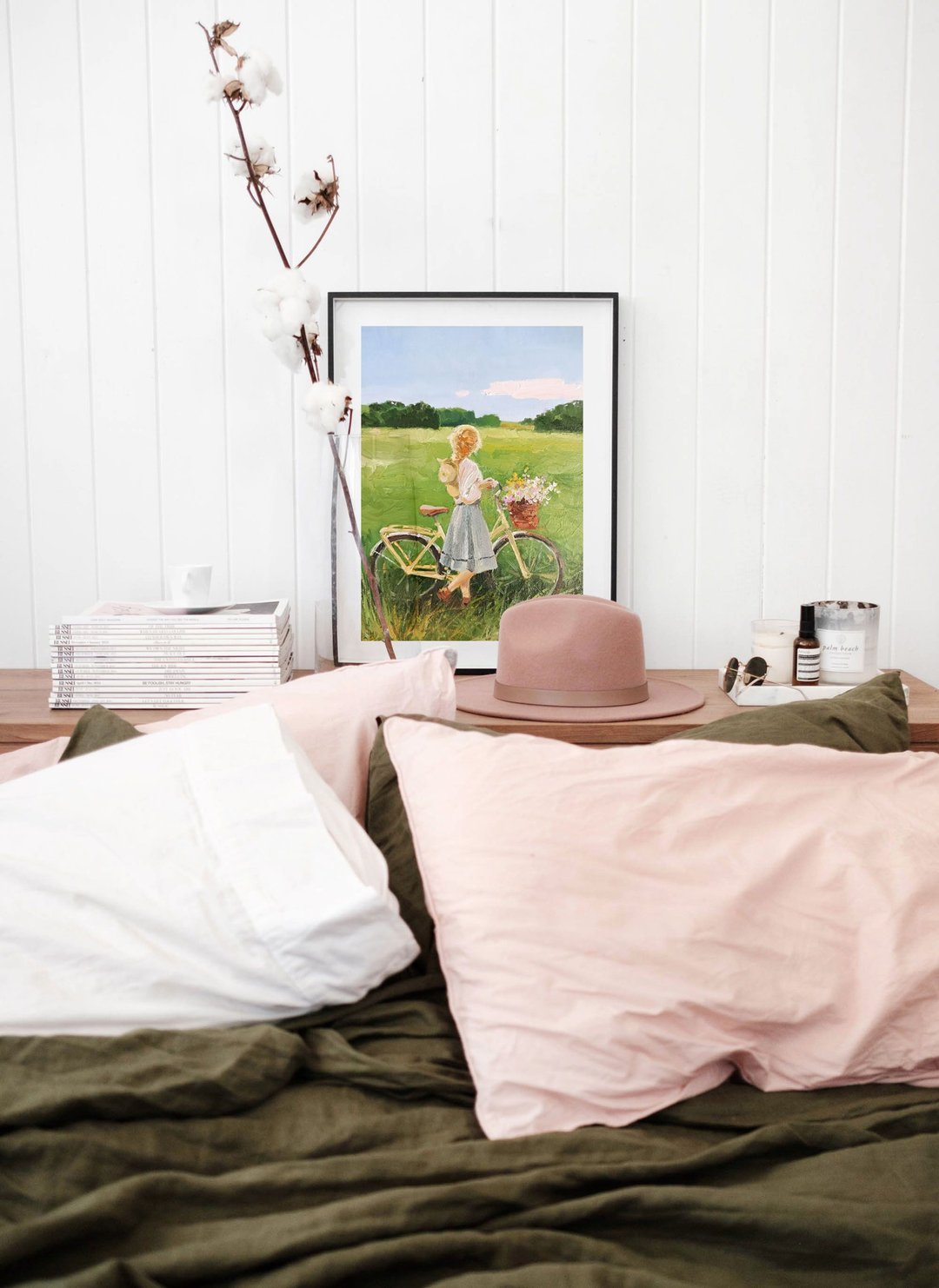Impressionism Wildflowers Girl Meadow Landscape Oil Painting Home Wall Decor - 墙贴/壁贴 - 其他材质 绿色