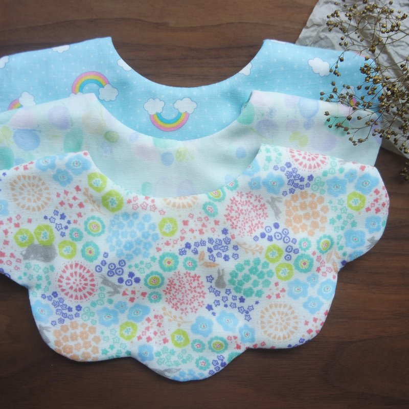 六重纱围兜组 / 弥月礼物 / 晴朗天蓝色 (三入组) - 围嘴/口水巾 - 棉．麻 黑色