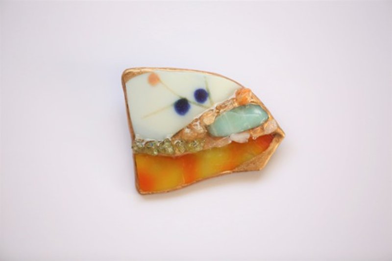 Calling brooches (Amazonite, agate, apatite) - 胸针 - 其他金属 