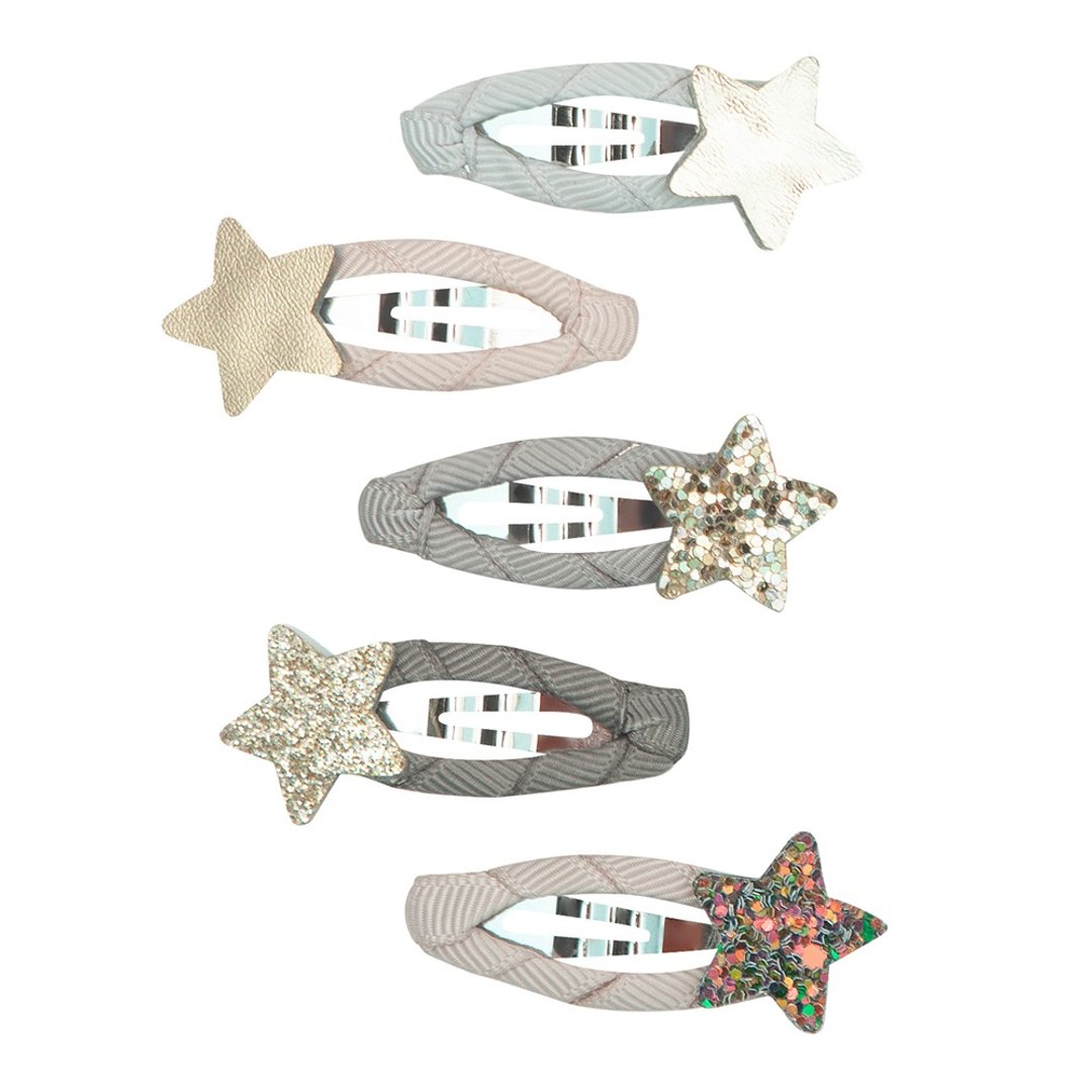 英国Mimi & Lula AW23_Xmas圣诞闪耀星星滴答夹5入 - 婴儿饰品 - 聚酯纤维 