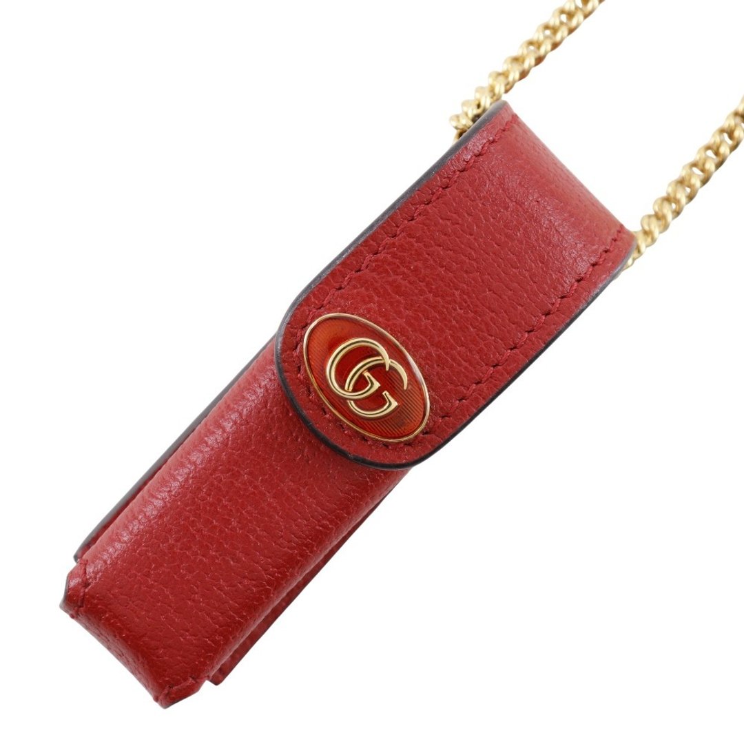 【日本直送】经典名牌 GUCCI 唇膏盒 其他小物 双G 吊坠 615998 小牛皮 红色 女性【二手】 - 其他 - 真皮 红色