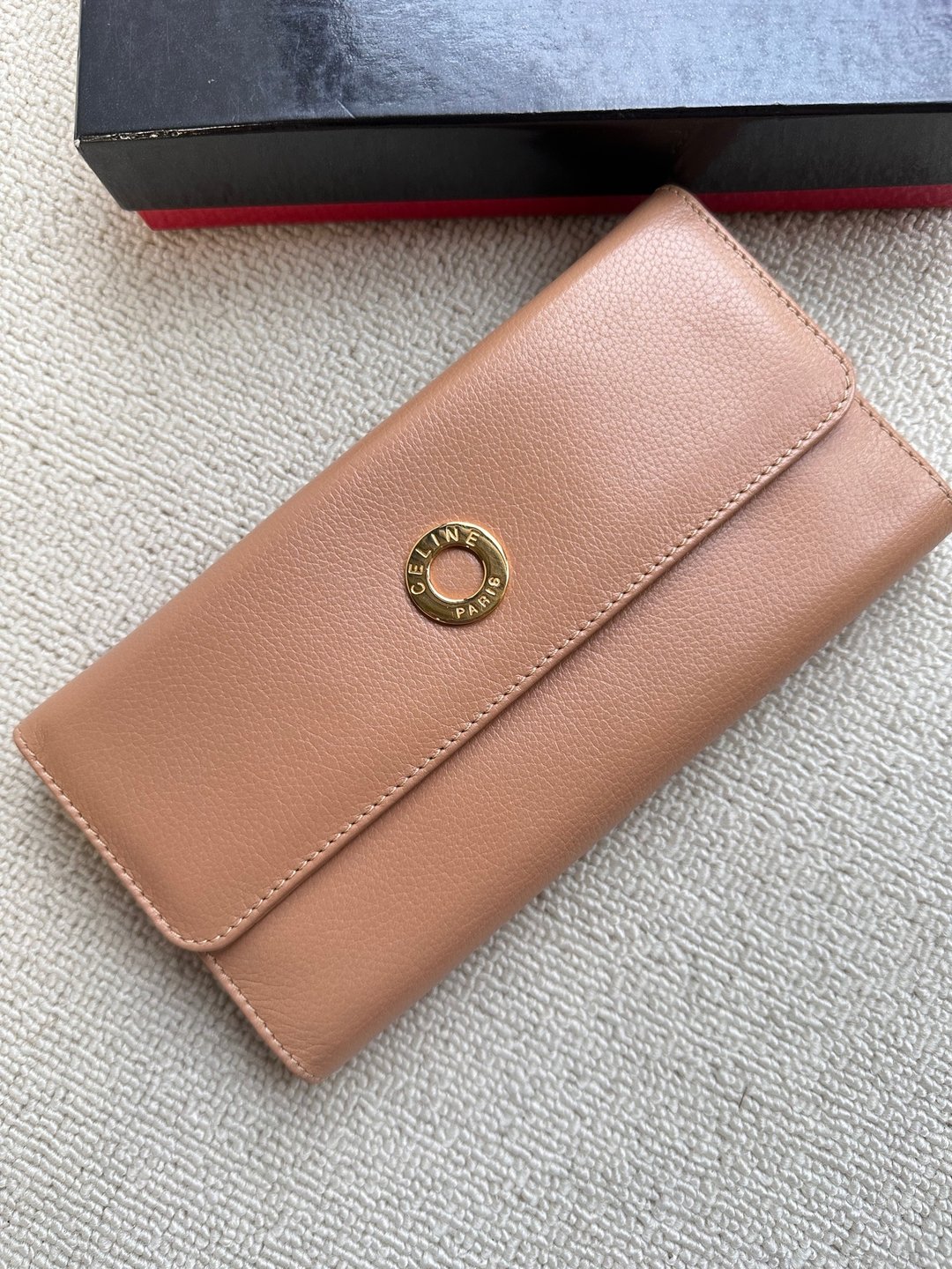 近新保存品Vintage Celine 奶茶色小金环长夹长钱包 - 皮夹/钱包 - 真皮 