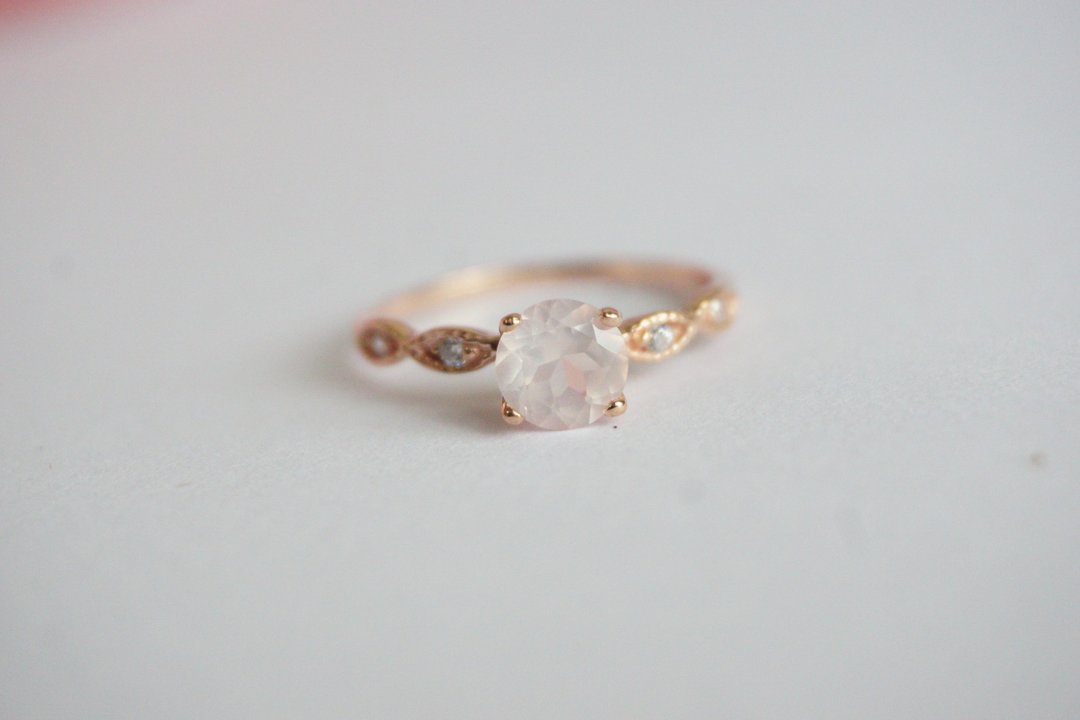Natural Rosequartz Ring Silver 925 - 戒指 - 纯银 粉红色