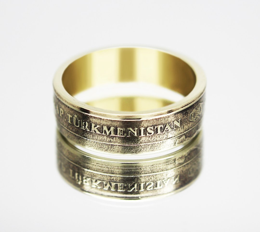 Turkmenistan Coin Ring 10 tenge 2009 coin rings for men coin rings for women - 戒指 - 其他金属 