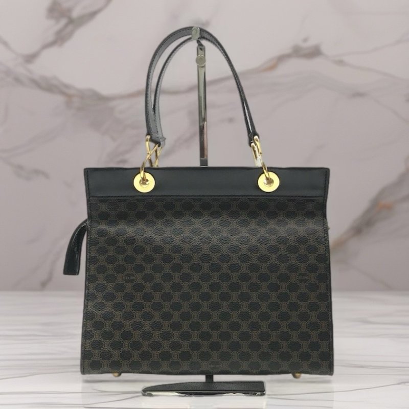 绝版中古包 Celine 黑色金扣托特包 斜背包 单肩包 侧背包 古董 - 侧背包/斜挎包 - 真皮 黑色