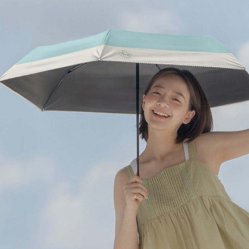 【rento】防晒黑胶刺绣迷你伞-青空鸟 - 雨伞/雨衣 - 防水材质 蓝色