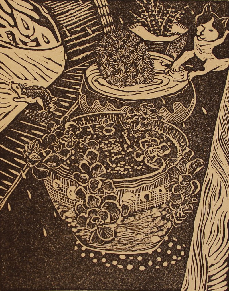 【油印凸版画】雨中集集景-许以璇 - 海报/装饰画/版画 - 纸 