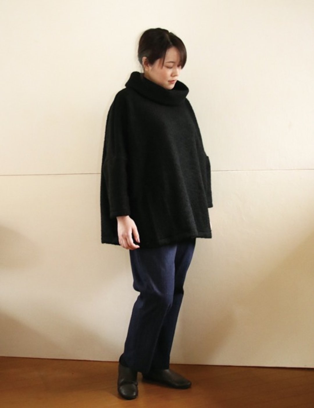 Wool high neck coverall - 女装上衣 - 羊毛 黑色