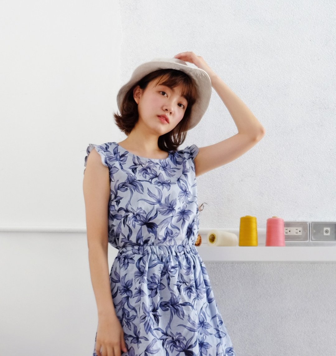 小翅膀上衣 - 水蓝之花 - 棉麻、透气、短版 - 女装上衣 - 棉．麻 