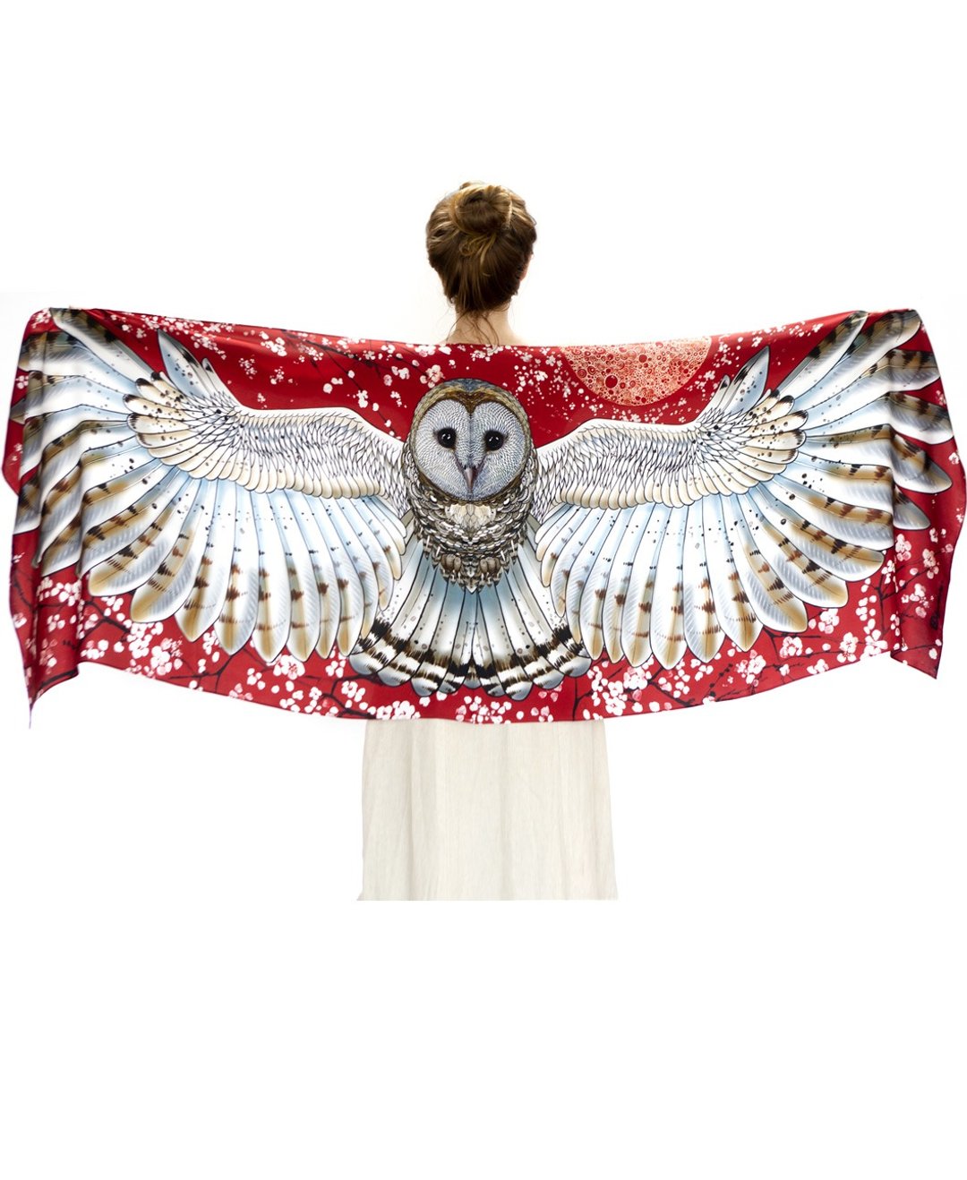 Cherry Blossom Barn Owl Scarf - cotton - 丝巾 - 棉 