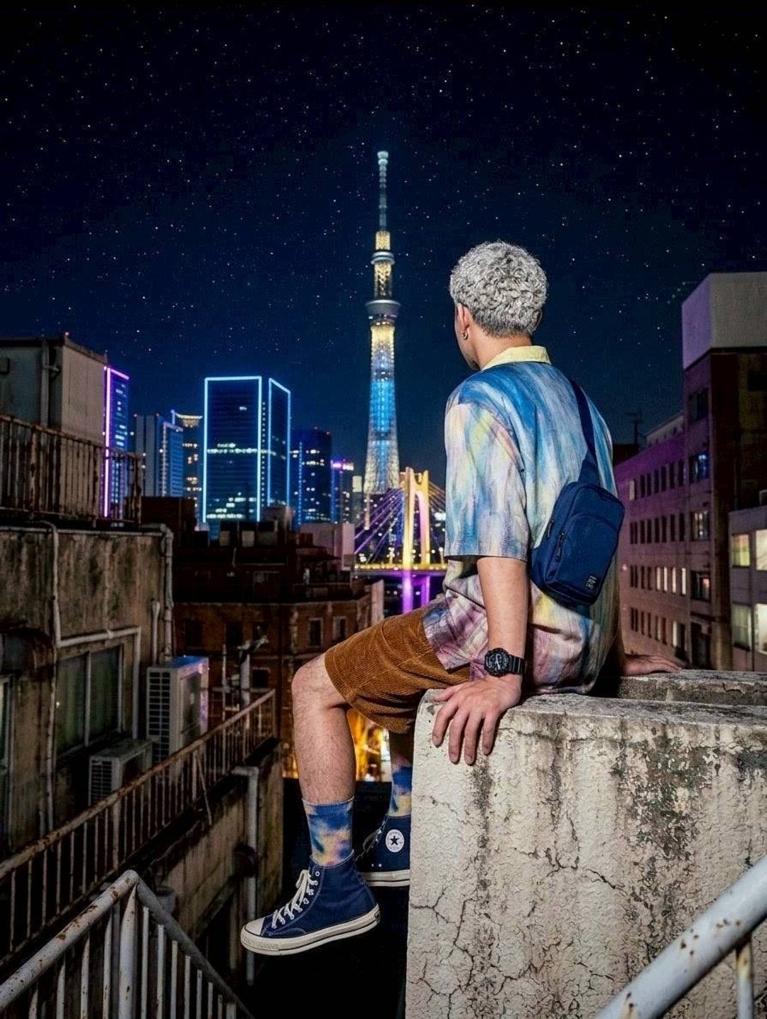 以诗为祭系列 - 黑夜/古巴衬衫 - 其他 - 聚酯纤维 蓝色