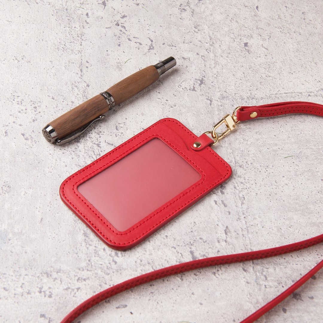直式证件夹 ID Card Holder / 红色 Red / 免费刻字 - 证件套/卡套 - 真皮 
