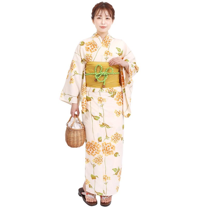 日本 和服 聚酯纤维 梭织 女性 浴衣 腰带 2件组 F Size X37-02B - 其他 - 聚酯纤维 金色
