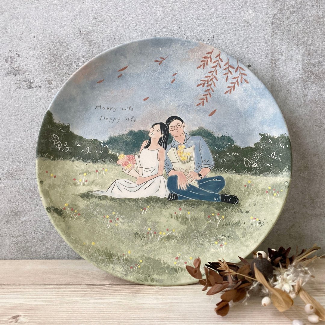 双面满版人像插画定制盘 定制瓷盘 - 订制画像 - 瓷 多色