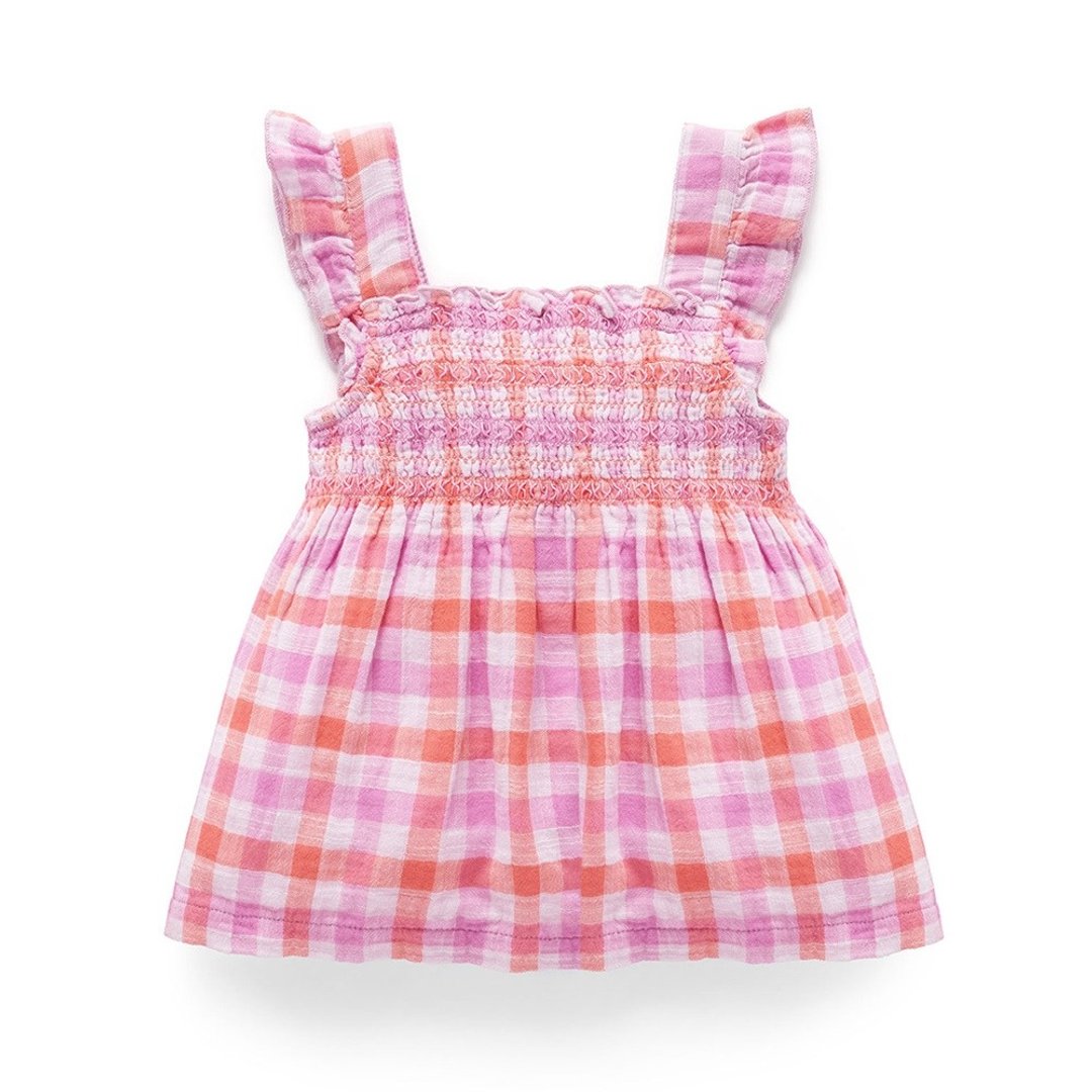澳洲Purebaby有机棉女童装上衣12M-4T  橘粉格子 - 童装上衣 - 棉．麻 
