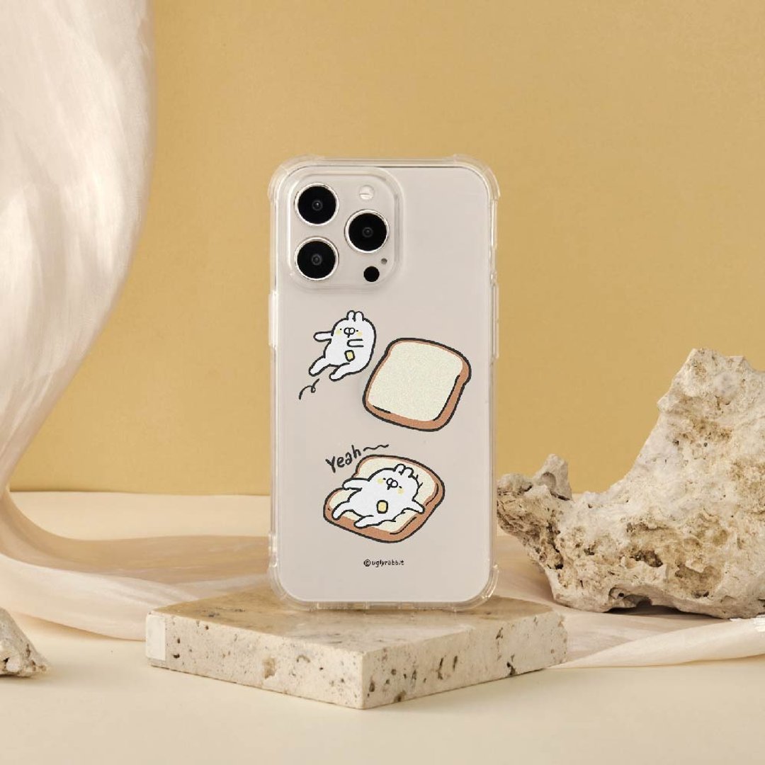 丑白兔躺入吐司床全气囊防摔iPhone手机壳 - 手机壳/手机套 - 塑料 透明
