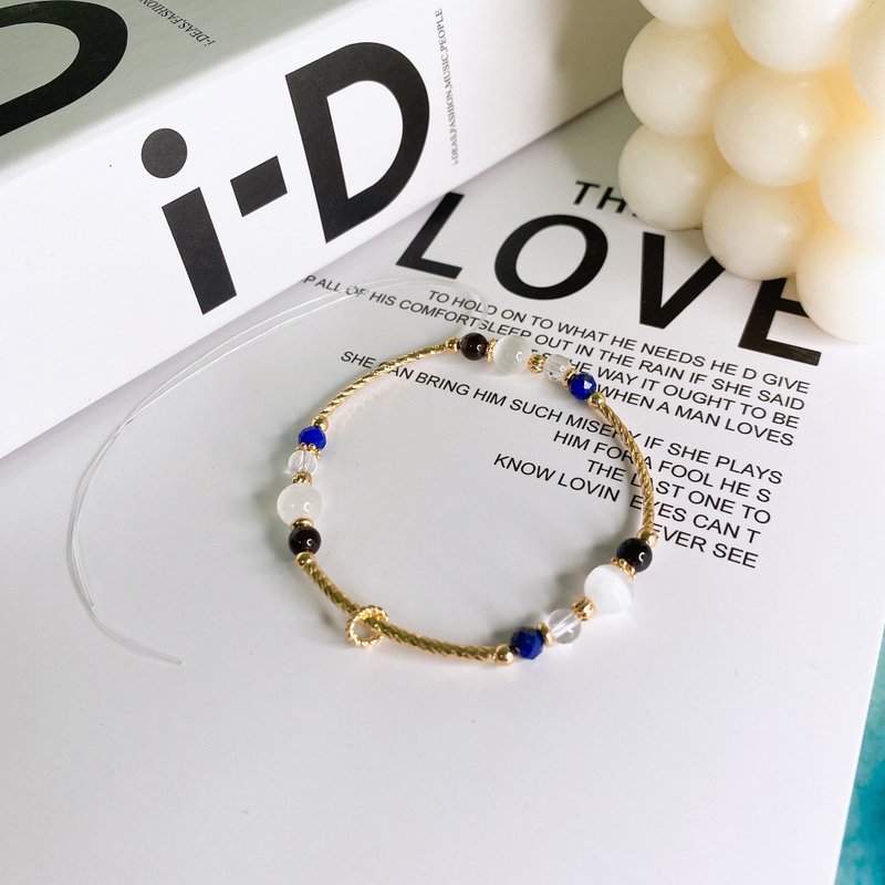 非凡 青金石 透石膏 黑曜石 白水晶 天然石弹性手链手环 - 手链/手环 - 水晶 