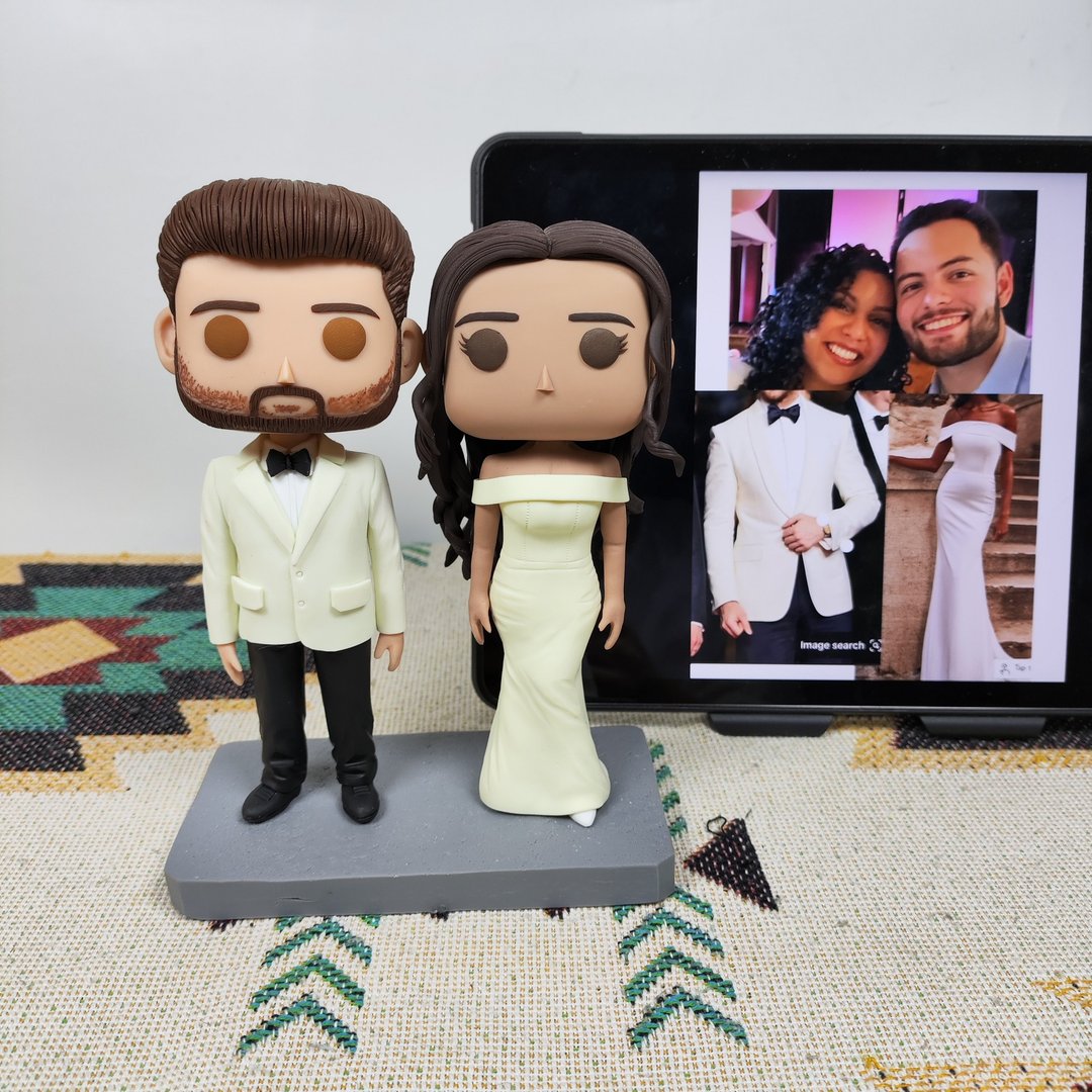 纯手工定制美国Funko Pop 自画像公仔情侣父母夫妻结婚周年礼物 - 玩偶/公仔 - 粘土 多色