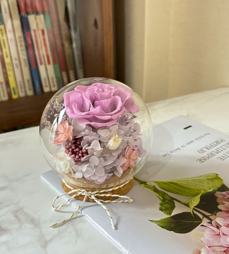 愈心花艺 | 紫喃永生玫瑰软木塞玻璃罩 生日礼物/毕业礼物 - 干燥花/捧花 - 植物．花 