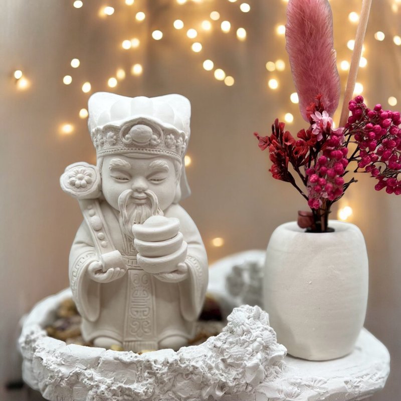 神明公仔 土地公 豪华田园套组 艺术香氛扩香 招财纳福添财运 - 玩偶/公仔 - 水泥 白色