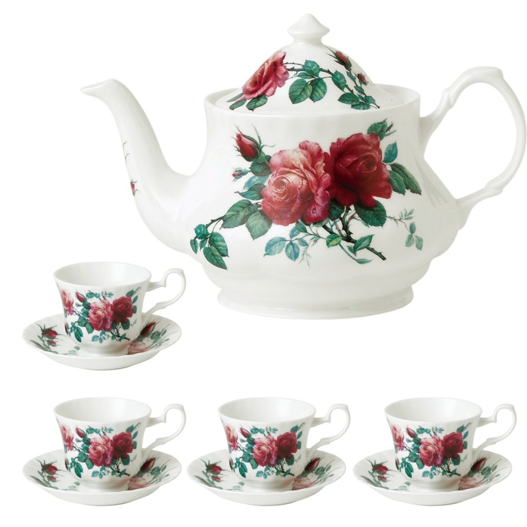 英国RK English Rose 英伦玫瑰系列下午茶具5件组 (1壶4杯盘) - 茶具/茶杯 - 瓷 