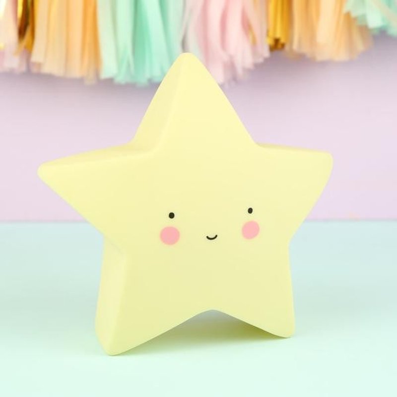 荷兰｜a Little Lovely Company ❤北欧风 疗愈星星夜灯-粉黄 - 灯具/灯饰 - 塑料 黄色