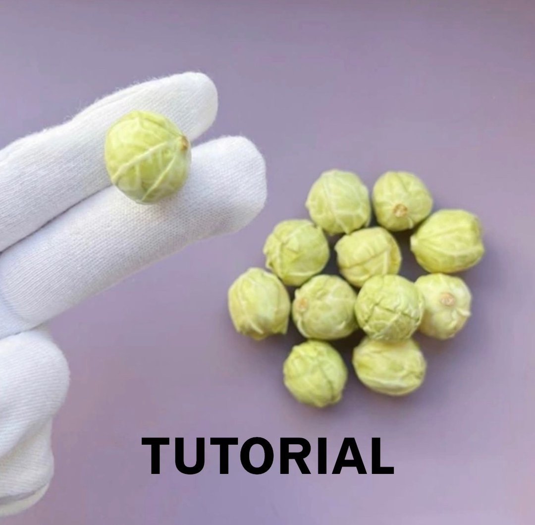 TUTORIAL. Miniature cabbage. Polymer clay. Mini vegetables. Diy clay pattern. - 线上课程/教学影片 - 其他材质 