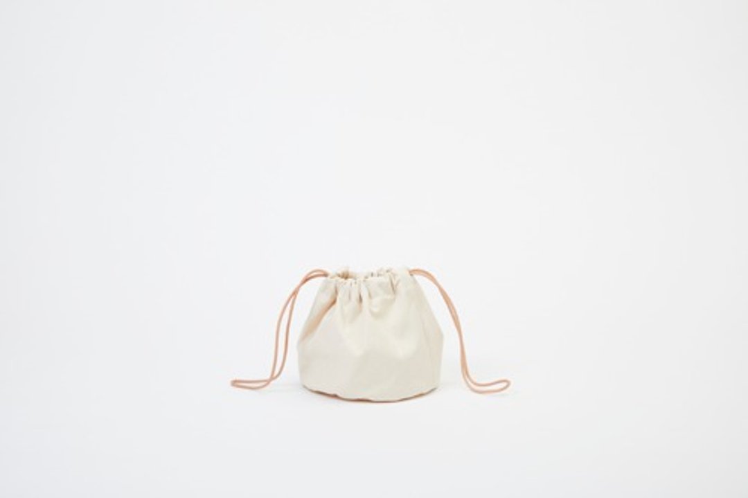 Drawstring Canvas Natural Ladies Men's Canvas Pouch Cowhide White Unbleached Gift Present - 化妆包/杂物包 - 棉．麻 