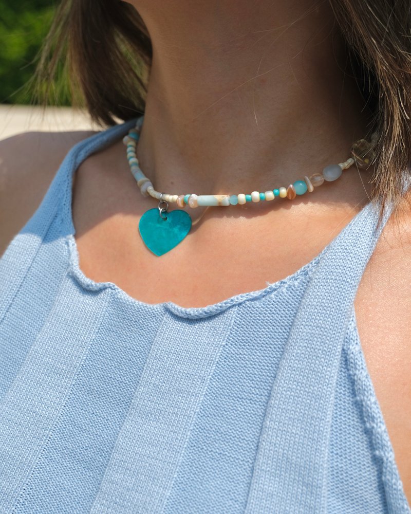 项链舄湖•波西米亚别致海滩手工时尚海滩珠宝贝壳吊坠 - 项链 - 不锈钢 