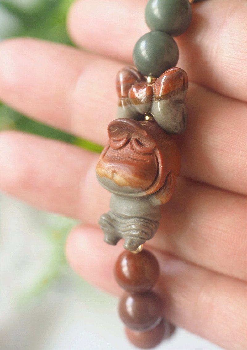 蜡笔小新阿拉善 月亮阿拉善 珊瑚玉鑚切 阿拉善设计款 手链 - 手链/手环 - 玉石 