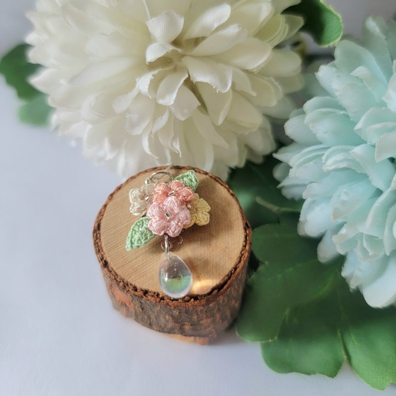 小花耳环 人手钩织 sv925 925纯银耳环 - 耳环/耳夹 - 绣线 多色