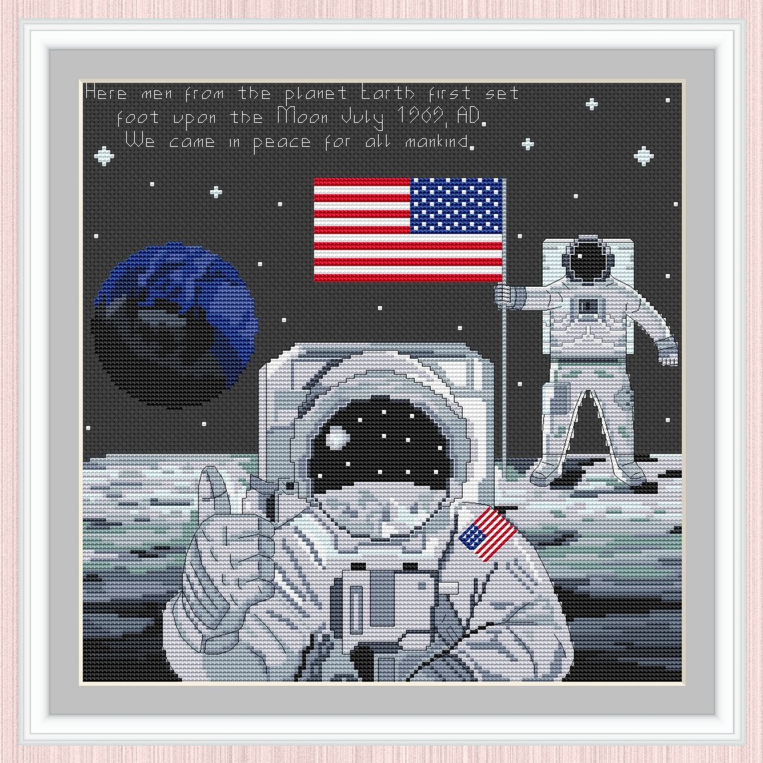 Apollo 11 Cross Stitch Pattern | Moon Landing | Lunar Landing | First MoonWalk | - 手工艺教程/工具书 - 其他材质 